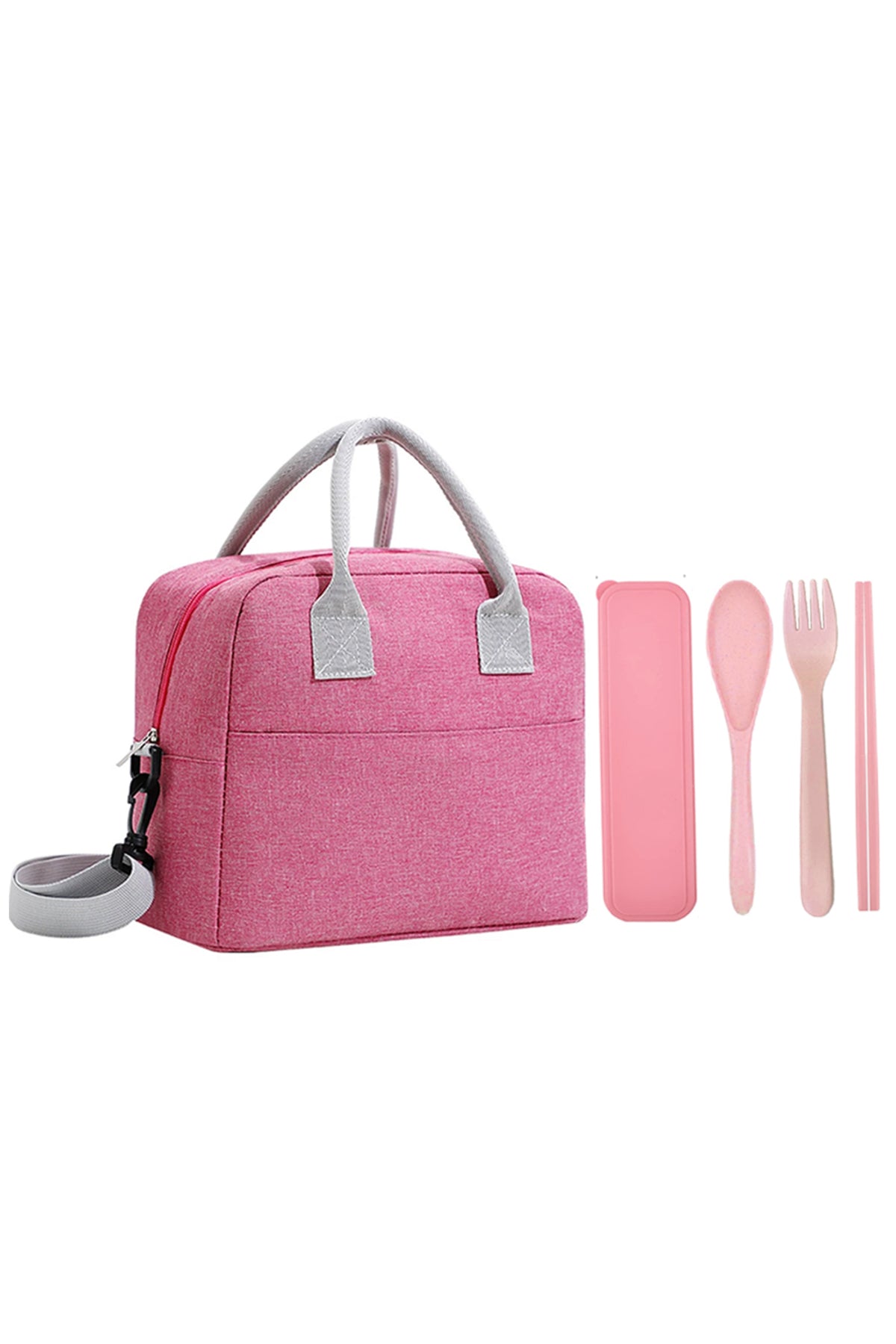 Star Babies Insulated Mini Lunch Bag with Foldable Fork- Spoon Set Pink