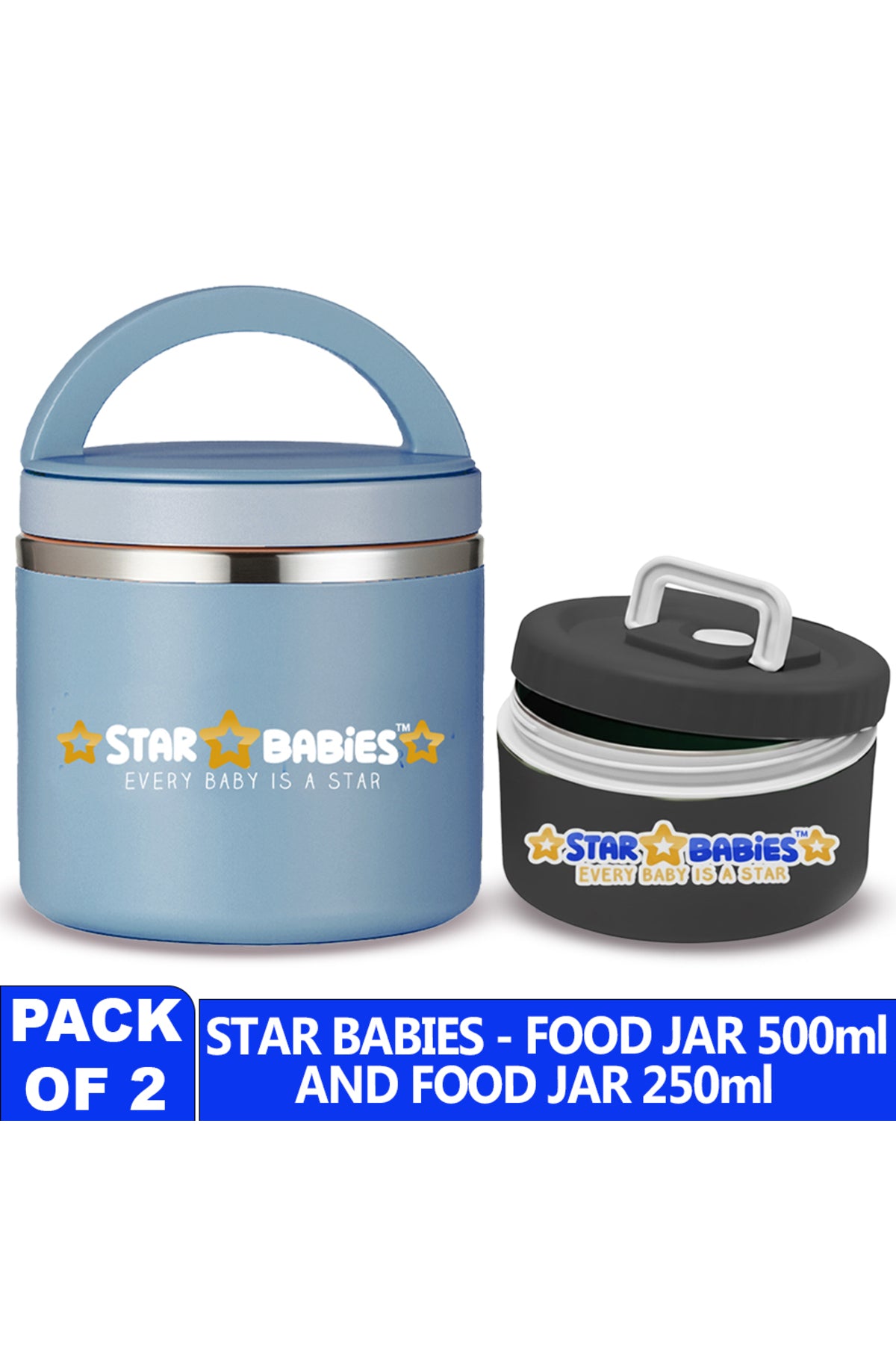 Star Babies - Stainless steel Food jar set of 2 combo for food / soup / salad .
