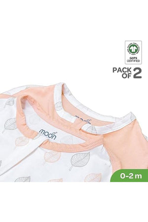 MOON Swaddle Pods with Beanie - Pack of 2, Front Two-Way Zippered -Orange and Forest Print