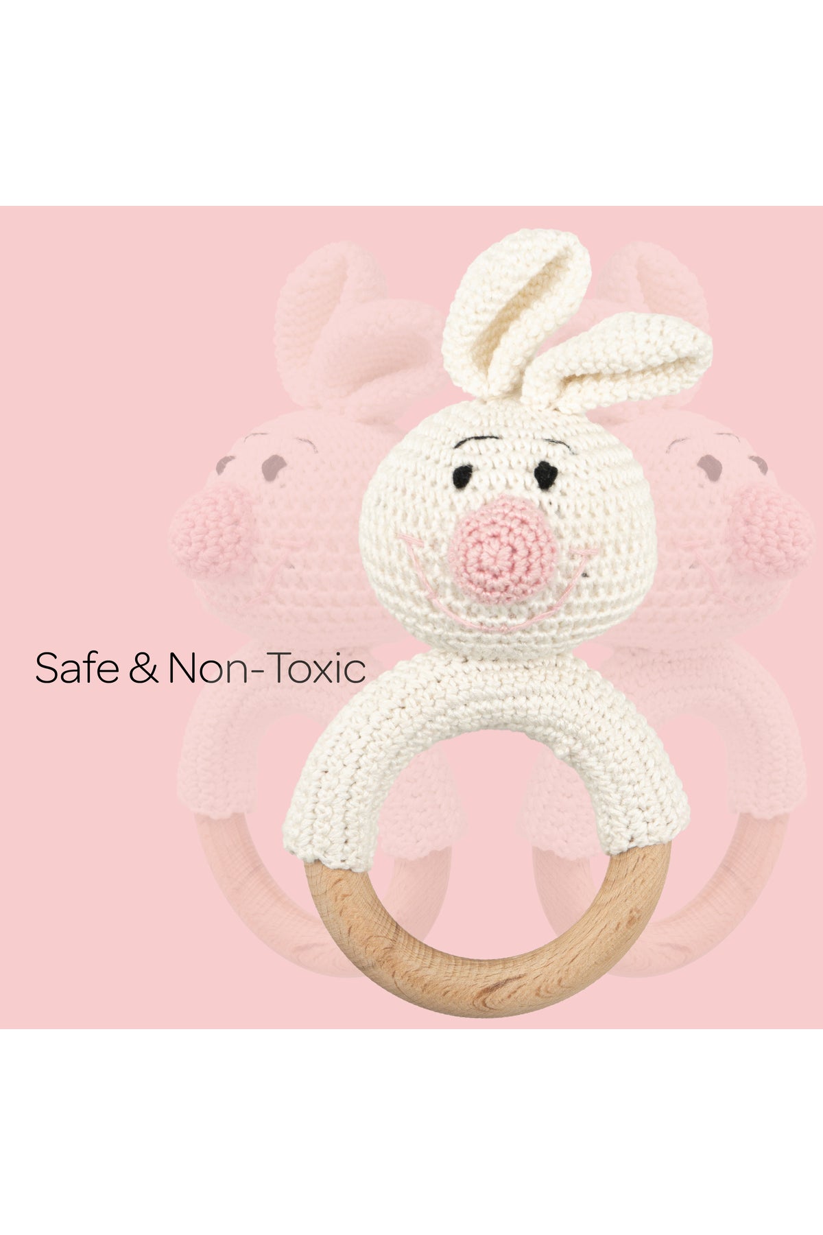 MOON Handcrafted Crochet Ring Rattle Toy-Bunny