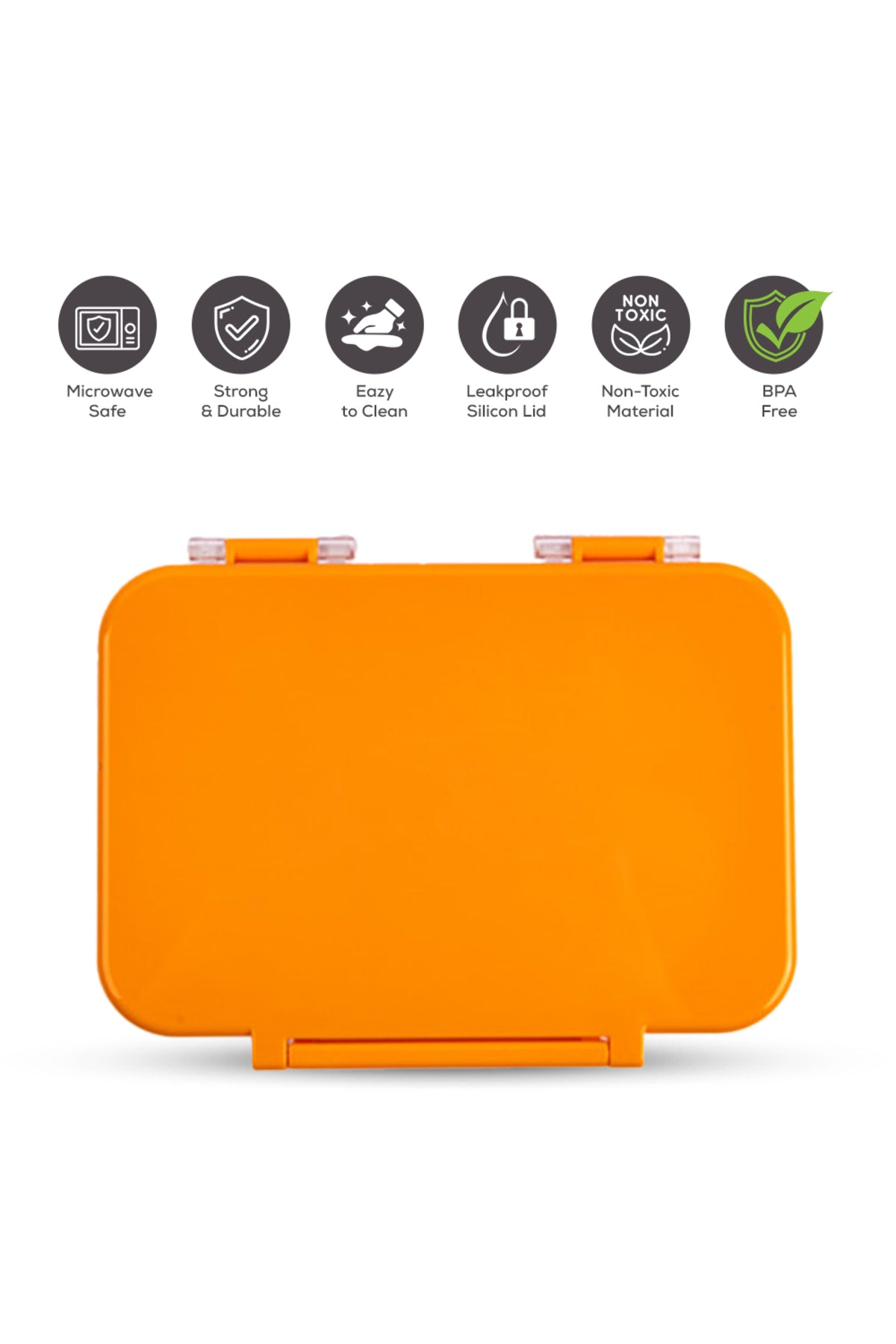 Cocobee Tritan Bento Lunch Box – 4 Compartments, Leakproof, BPA-Free, 585ml – Orange (3 Years+) + Marvel Spider-Man Tornado Flying Saucer Toy