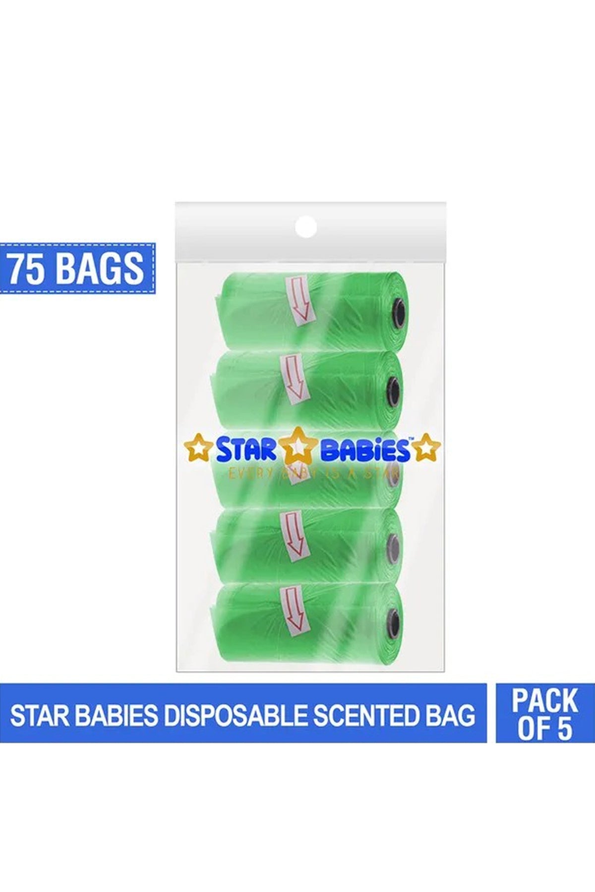 Star Babies Scented Bag Green Pack of 5 (75 Bags)