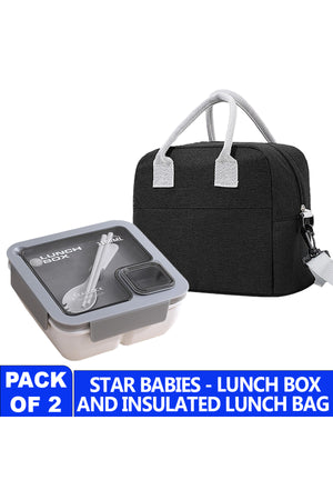 Star Babies Insulated Lunch Bag with Lunch Box Grey