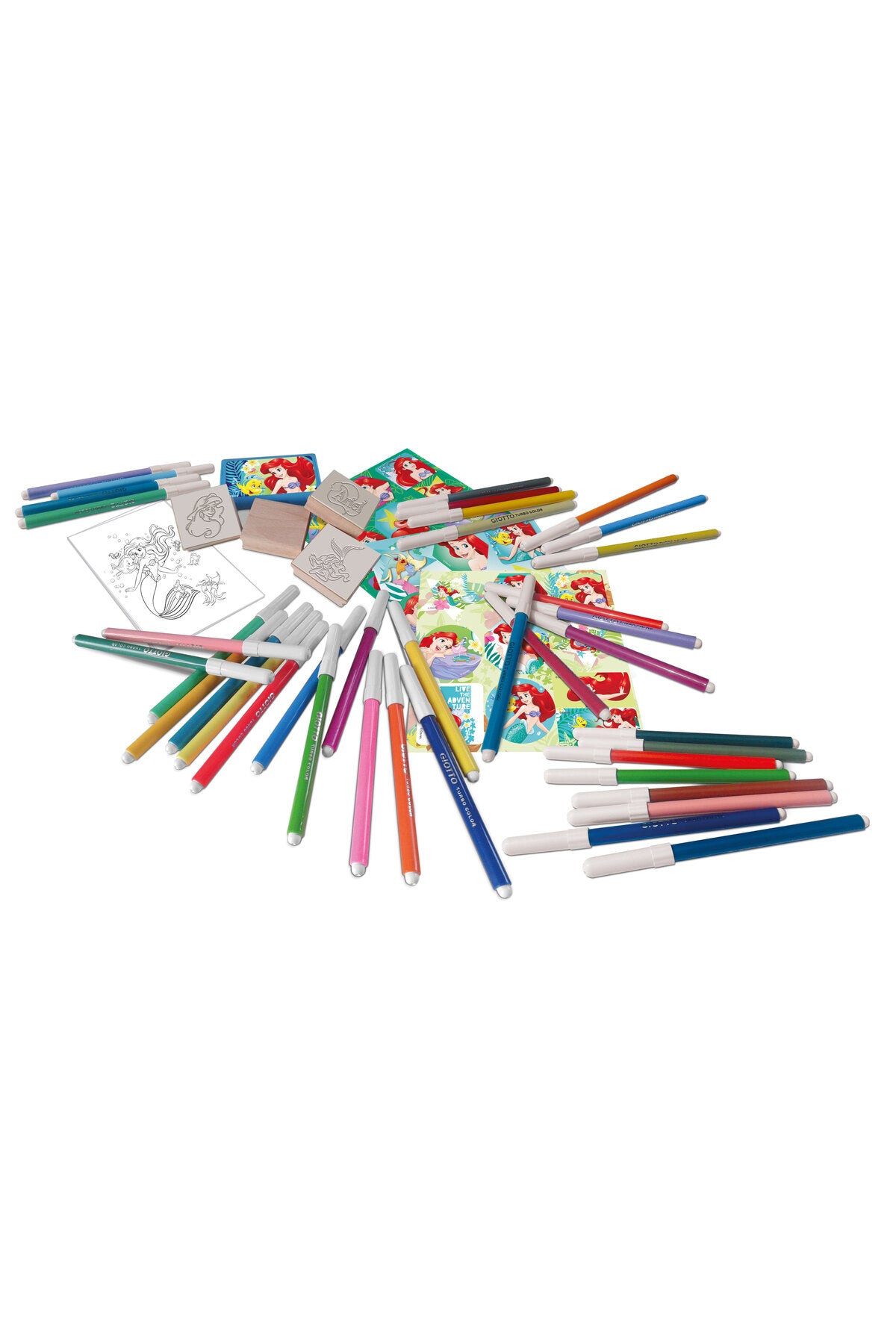 Disney Princess Ariel Giant Coloring & Craft Set – 87 x 54 cm Case with 60 Felt Pens, 10 Pencil Crayons, 10 Wax Crayons, 6 Stamps, Ink Pad, Coloring Book, Notebook & Stickers