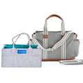 Star Babies - Waterproof Tote Baby Diaper Bags With Caddy Diaper Bag - Grey/Green - Pack Of 2