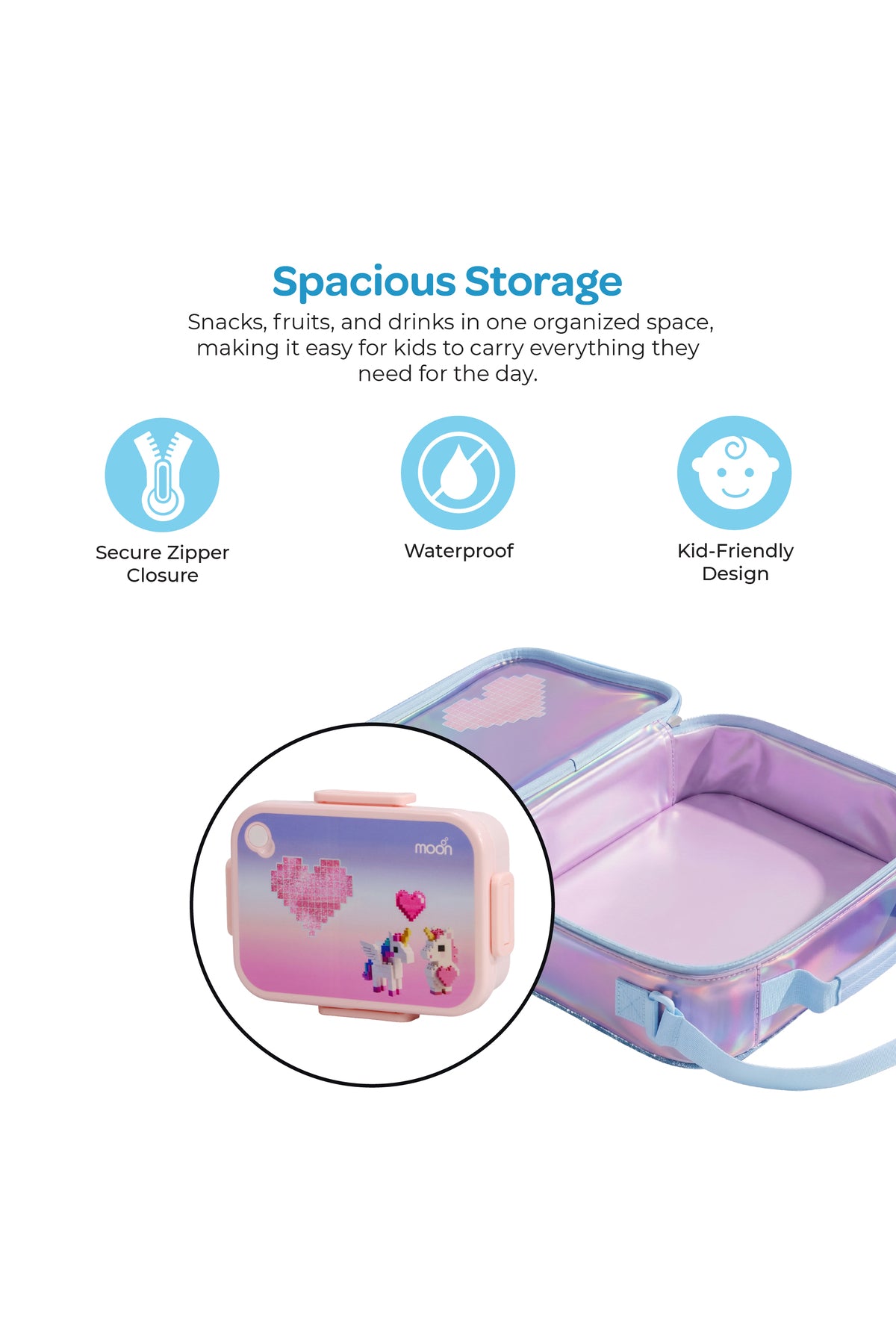 MOON Kids Insulated Lunch Bag – Leakproof Thermal Lunch Box for Boys & Girls | Durable, Lightweight & Easy-Clean | Perfect for School, Daycare & Outdoor Use