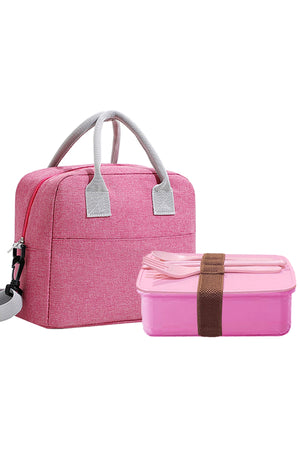 Star Babies Insulated Lunch Bag with Organic Lunch Box and Cutlery -Pink