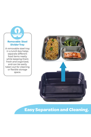 MOON Kids Lunch Box | PP + Stainless Steel Insulated Tiffin Box | Leak-Proof, BPA-Free, Durable School Lunch Box for Boys & Girls | Easy Open Clips | Food Safe Eco-Friendly Kids Meal Box