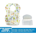 Star Babies - Combo Pack Of 2- Disposable Bibs Animal Print (20 Pcs) With Breast Pad