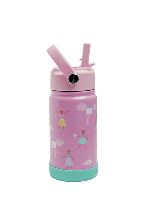Bamboo Bark Insulated Water Bottle with Straw & Handle – Stainless Steel Double Wall Thermos Flask for Hot & Cold Water, Leak-Proof & Reusable Kids Water Bottle