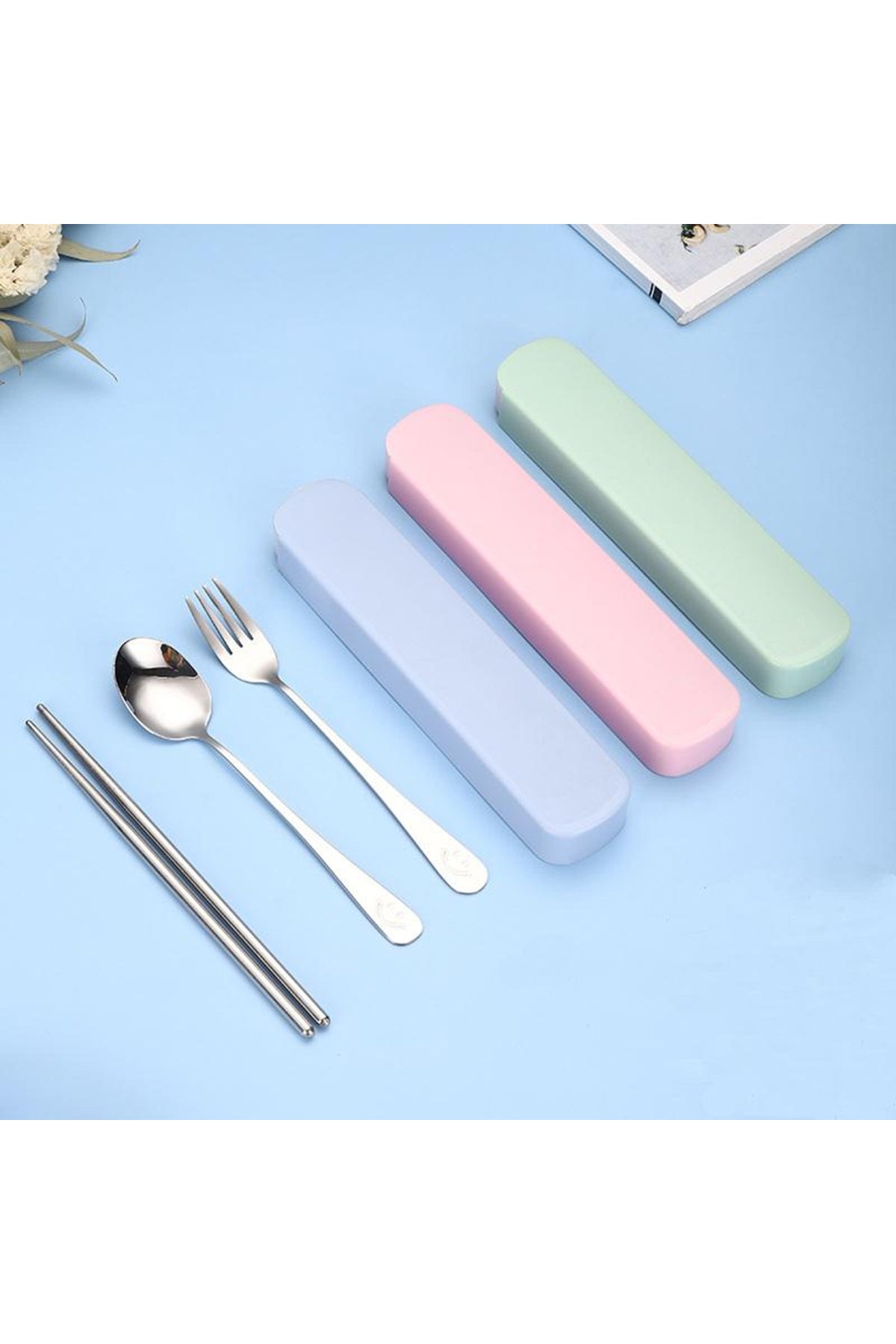 Star Babies - Stainless Steel Lunch Box  &  Cutlery Set with Sandwich Cutter Combo- set of 3.