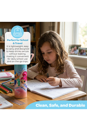 MOON Licensed Simmer & Shine Kids Water Bottle with Spray Mist | Cooling Spray | BPA-Free  Stainless Steel | Leak-Proof for School, Camping, Hiking, Outdoor Play | Girls Water Bottle |500ml