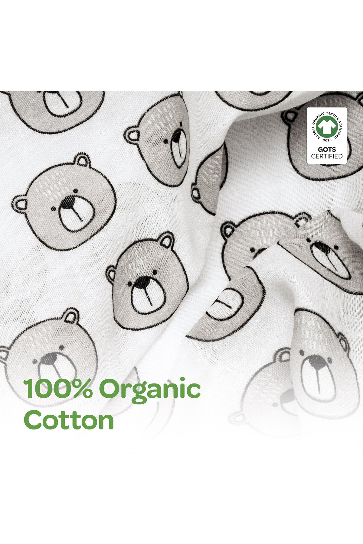 MOON Organic Baby 3 in 1 Gift Set- Romper-Body Suit-Jogger for 9-12 Months - Bear Print