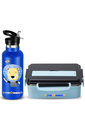 Star Babies Kids Lunch Box & Water Bottle Set | 500ml Stainless Steel Water Bottle | 5-Compartment Food Grade 304 Stainless Steel Lunch Box