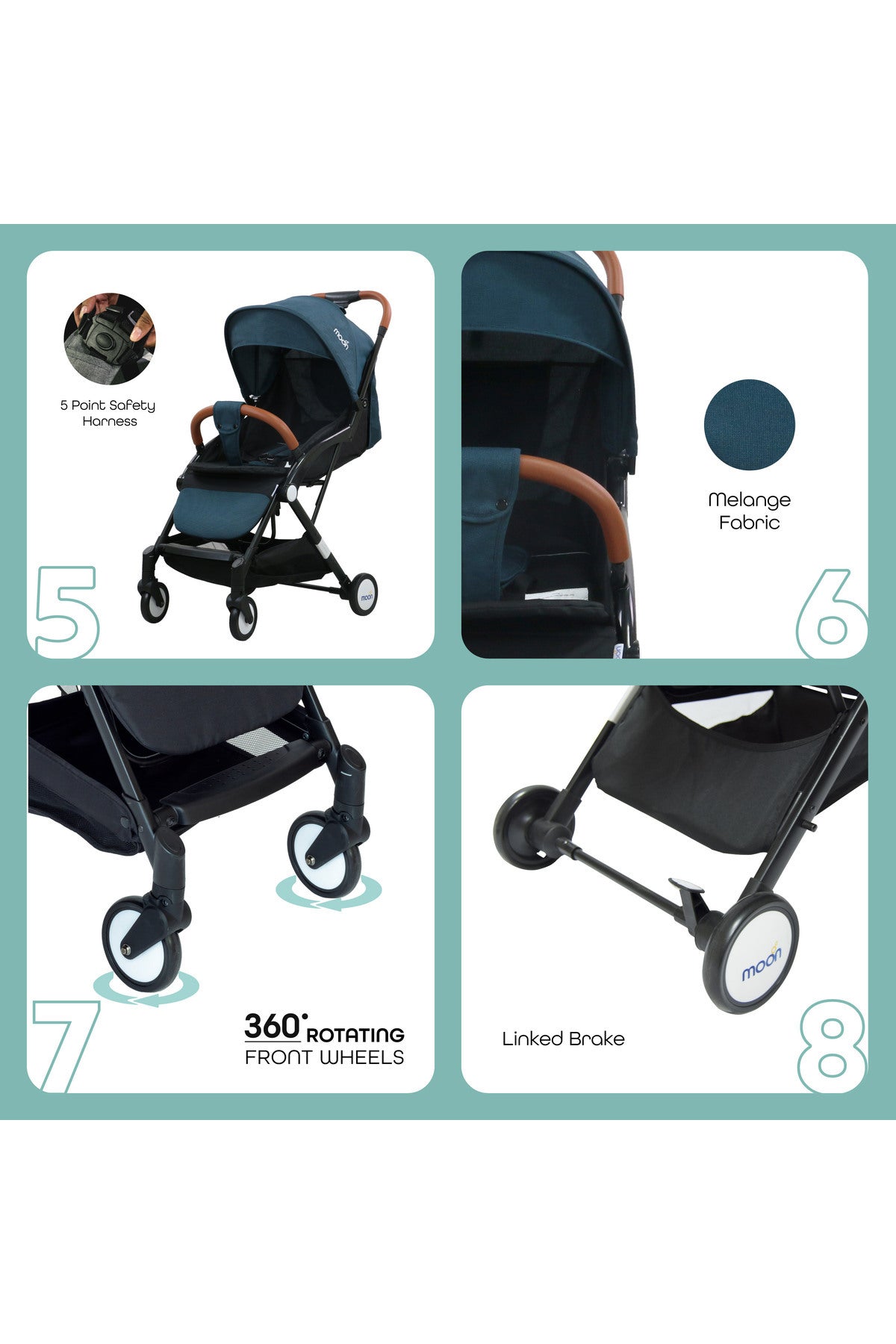MOON Ritzi - Cabin Stroller - Black/Blue Dots