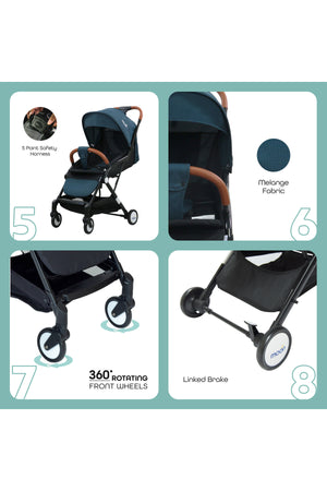 MOON Ritzi - Cabin Stroller - Black/Blue Dots