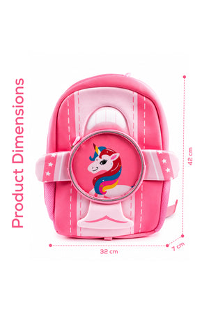 Cocobee Aeroplane Style Unicorn Printed Backpack For Girls – Pink