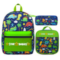 Star Babies 16-Inch Green Jungle Themed Children's Backpack with Adjustable Shoulder Strap for Hiking Large with Bento Lunch Bag and Dual Zipper Pencil Case Pack of 3
