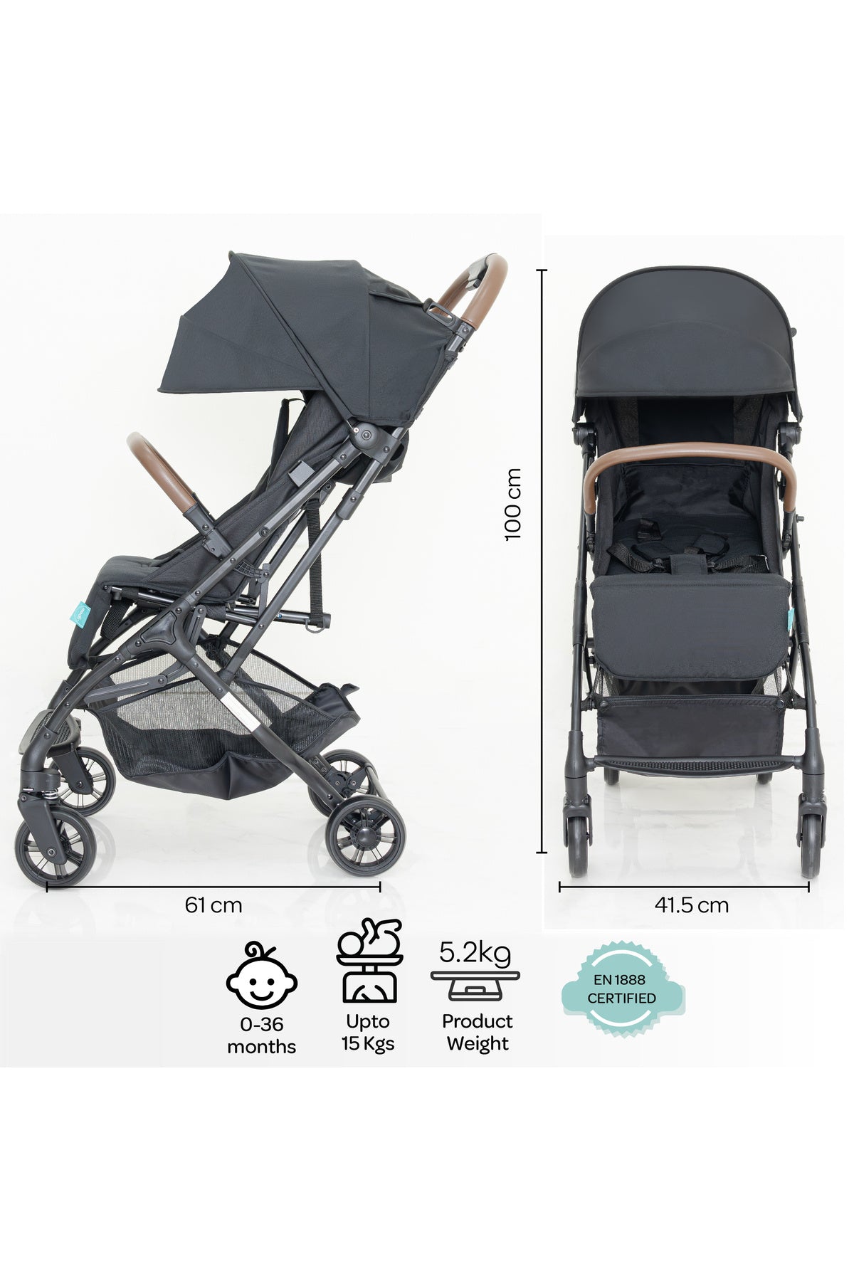 MOON Ritzi-Lite Baby Cabin Stroller -Black
