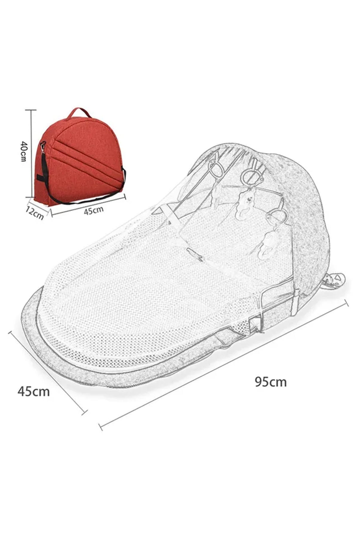 Star Babies - Adjustable Bedside Crib With Net & Storage Basket And Infant Bed With Mosquito Net - Grey