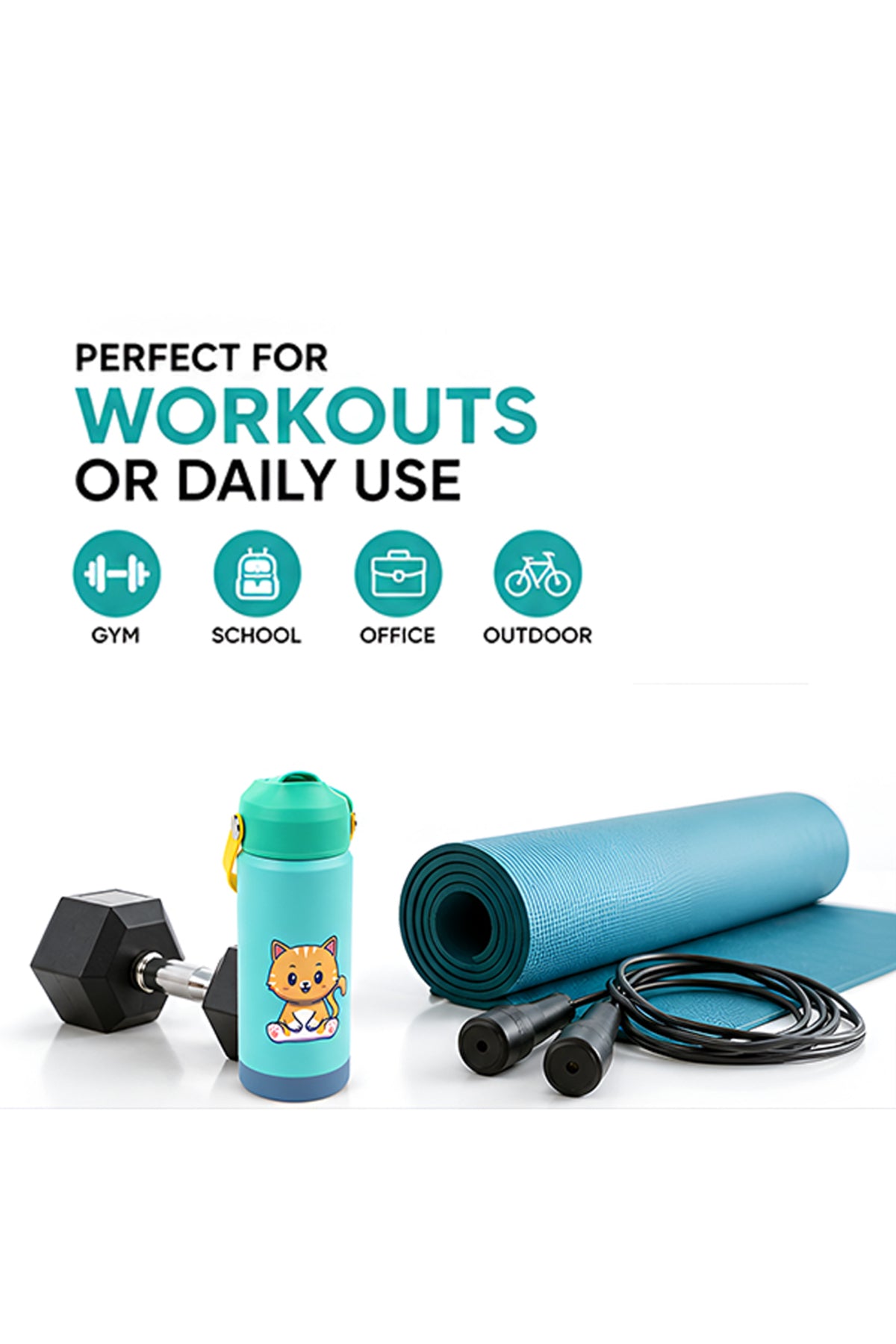 Cocobee-Insulated Stainless Steel Water Bottle, Leakproof, Odour Free, Soft Handle Grip, 500Ml, 3 Years+ – Green
