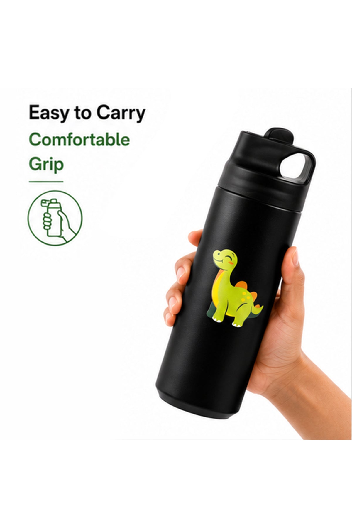 Cocobee 550Ml Black Stainless Steel Vacuum Flask – Leakproof, Odour-Free, Food Grade, For Kids 3+(Black)