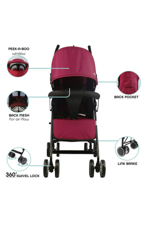 MOON Neo Plus Light Weight Travel Stroller,Dark Red