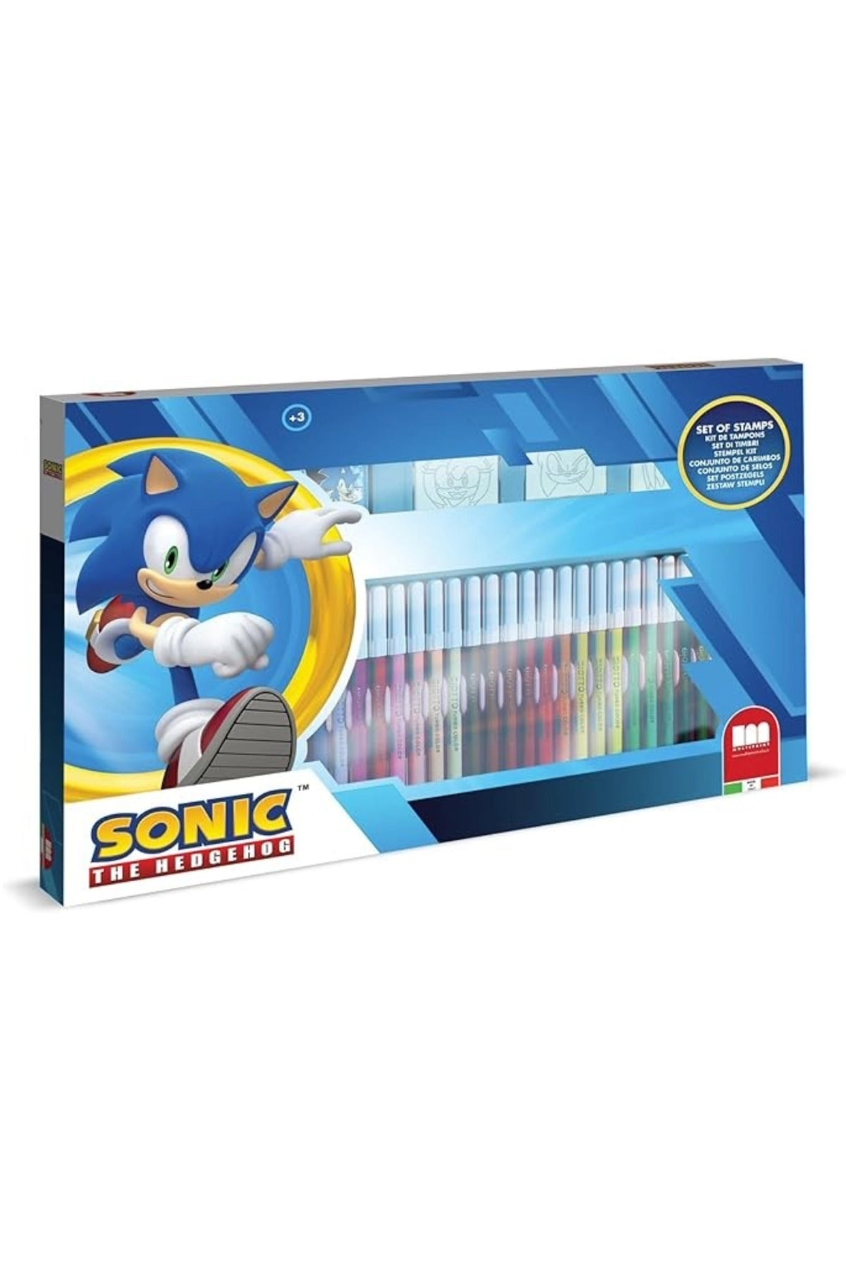 Sonic The Hedgehog 36-Piece Coloring Set – 36 Felt Tip Pens, 3 Stamps, 1 Ink Pad & 1 Coloring Book | Kids Art & Craft Kit | Creative Drawing & Activity Set for Children