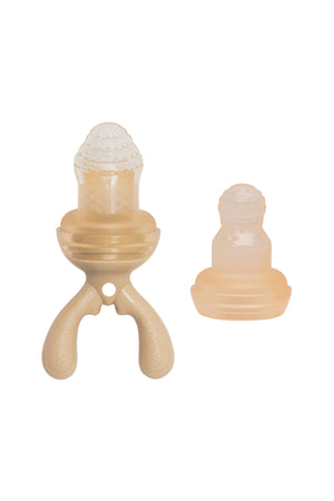 Moon  Baby Fruit Feeder Teether | Silicone Pacifier for Infants & Toddlers | BPA-Free Snack Holder,Chewing Trainer- Beige