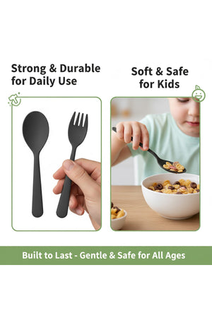 Star Babies -Organic  Spoon, Fork & Chopsticks Set - Black