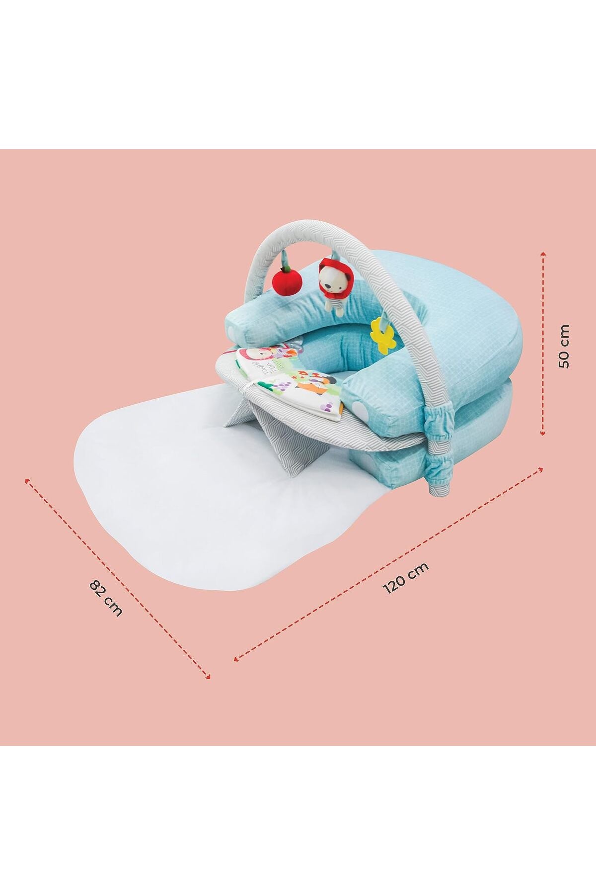 MOON 2 in 1 Nap and Play Travel Floor Mat with Mosquito Net -for Babies 0m+