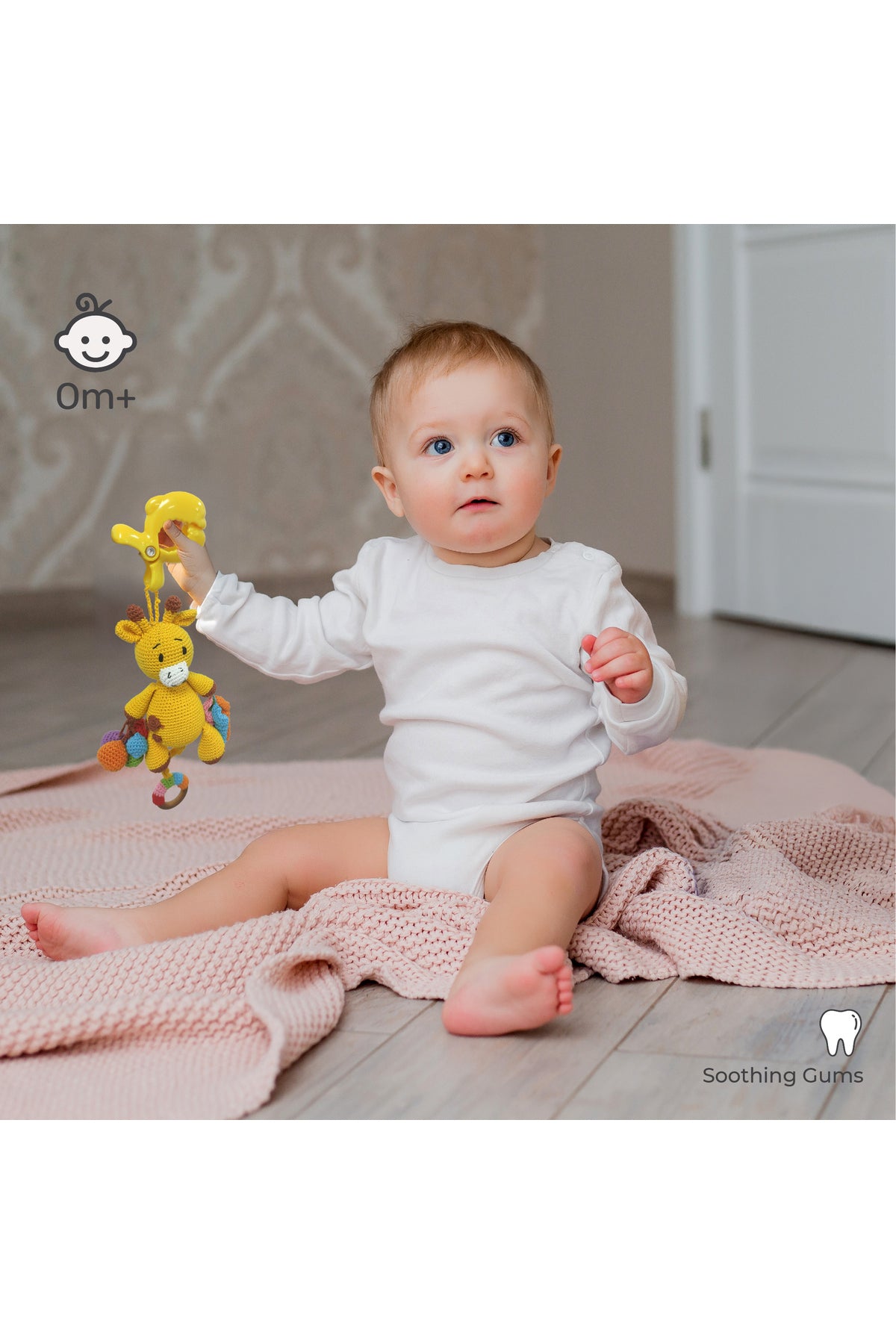 MOON Handcrafted Crochet  Toy with Ring & Clip Hanger-Giraffe
