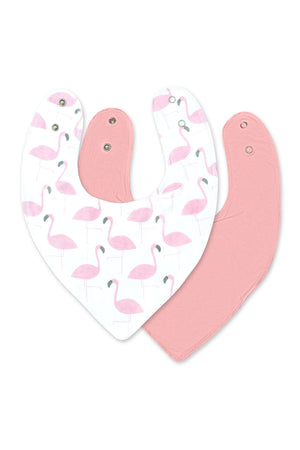 MOON Organic Bandana Bibs ( PK -2)Flamingo & pink