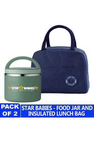 Star Babies Insulated Mini Lunch Bag with Stainless Steel Food Jar- Blue