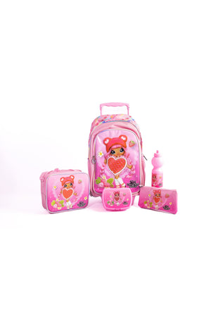Nana 18" Trolley Bag Set With Lunch Bag, Pencil Case, Water Bottle & Lunch Box - Multicolor