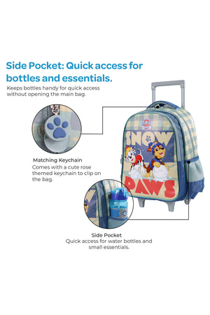 MOON Licensed Paw Patrol Snow Paw  3 in 1 Kids Trolley Set   - (16-Inch) Premium Kids School Bag with Lunch Bag & Pencil Case-Green