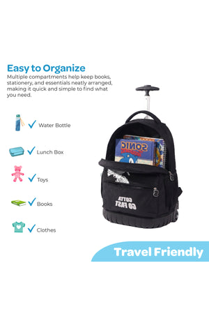MOON Licensed SONIC  the Hedgehog 3-in-1 Kids Trolley Backpack Set - (18-Inch) Premium Kids School Bag with Lunch Bag & Pencil Case-Black&Grey
