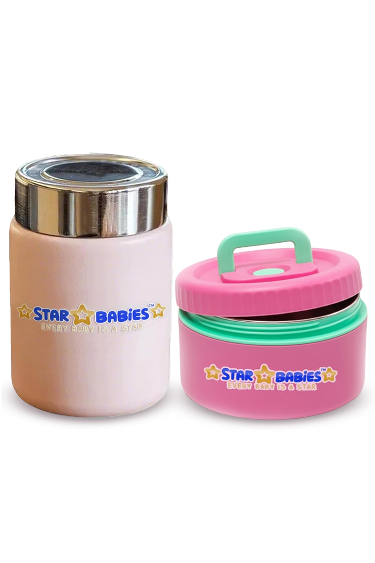 Star Babies -  Stainless steel Food jar with mini flask combo