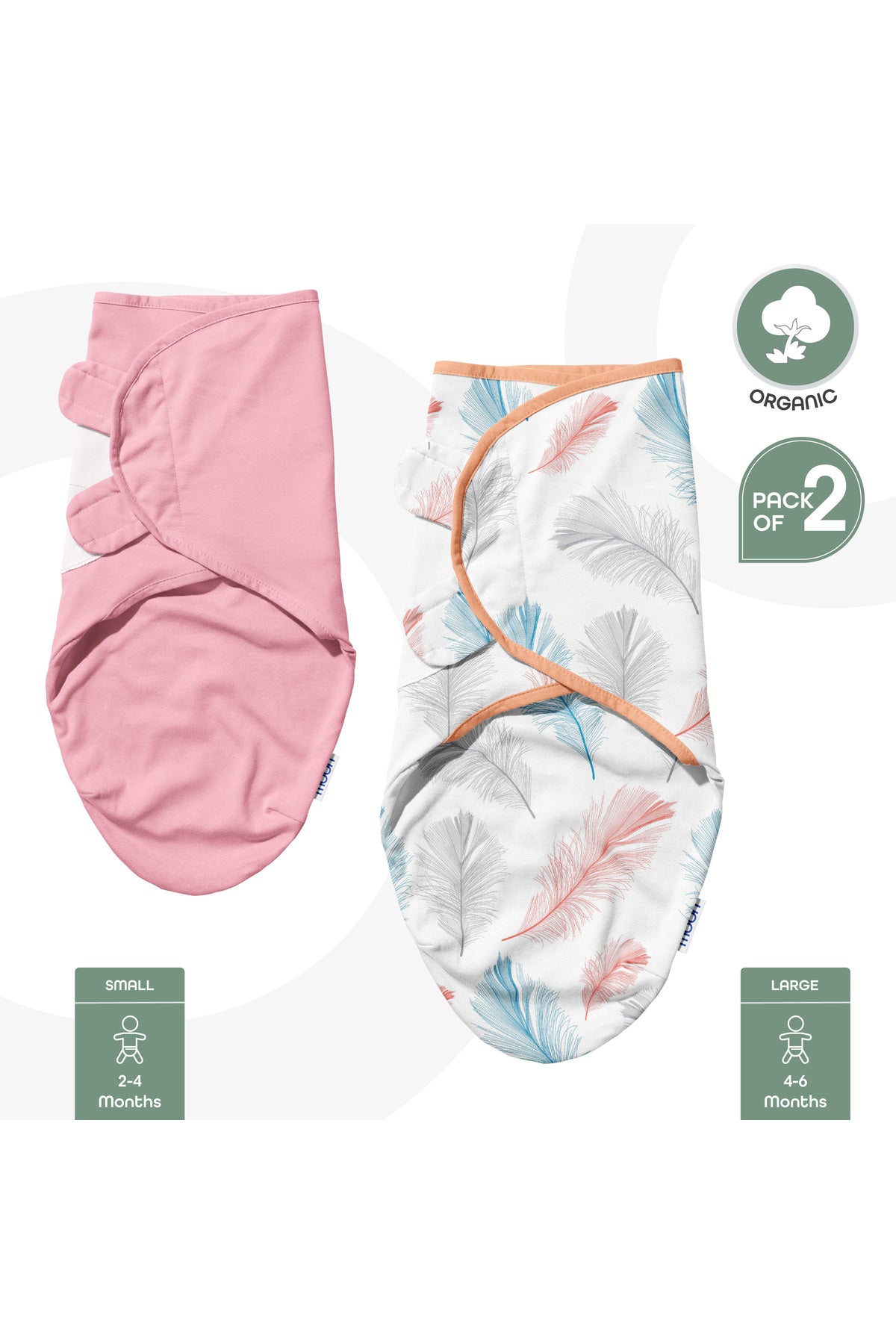MOON Organic  swaddle- Pink Feather