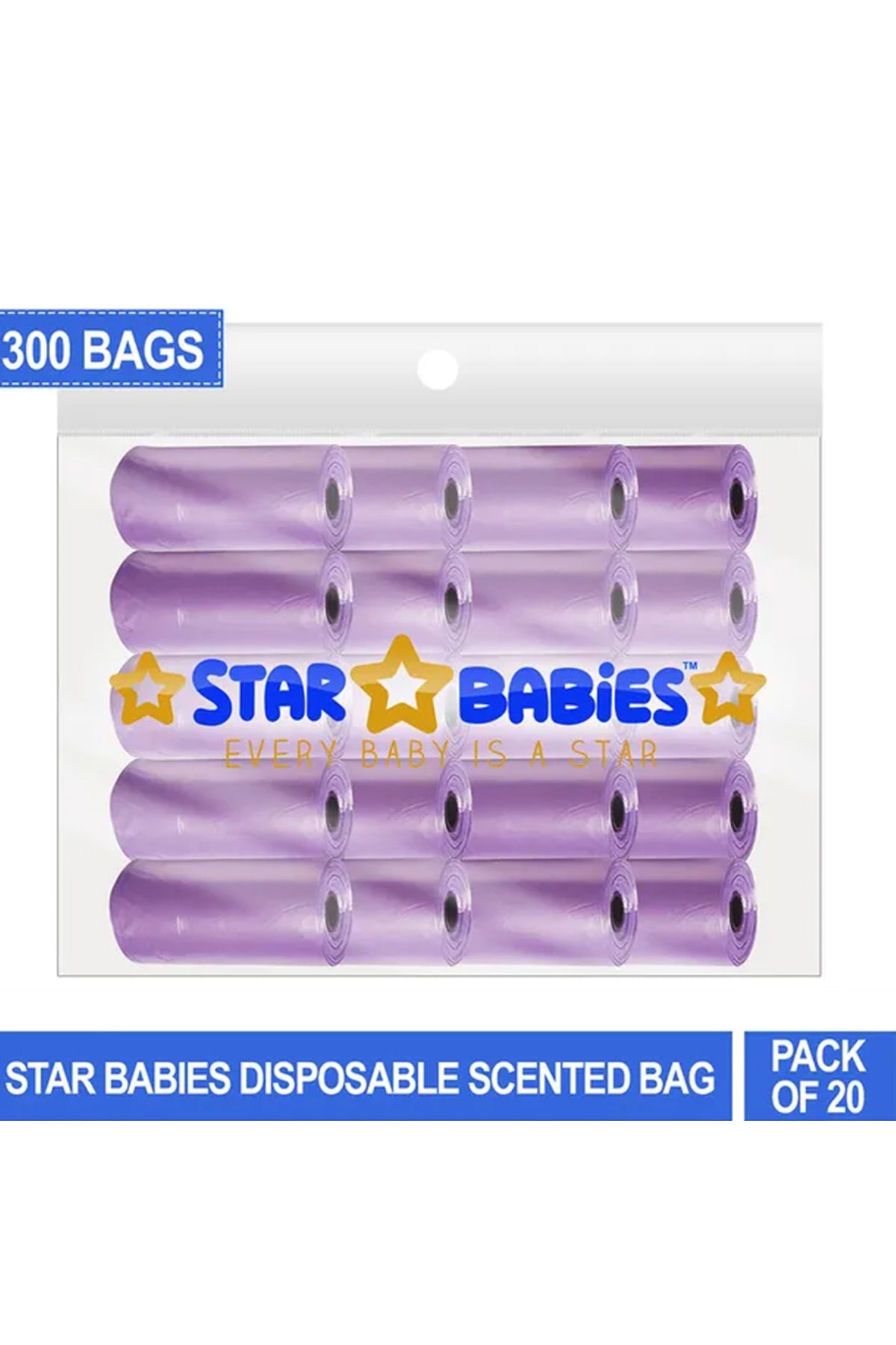 Star Babies - Scented Nappy Bag Pack of 20/300 Bags - Lavender