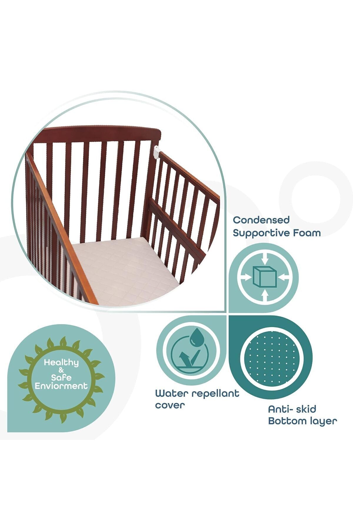 MOON  Two fold Travel Cot Mattress - Beige