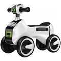 StarMarz LED Music Ride-On Bike – Foot-to-Floor Baby Push Scooter with Lights, Music, Steering Handle & Stable 4-Wheel Design – Indoor/Outdoor Toddler Ride-On Toy (1–4 Years) – White Edition