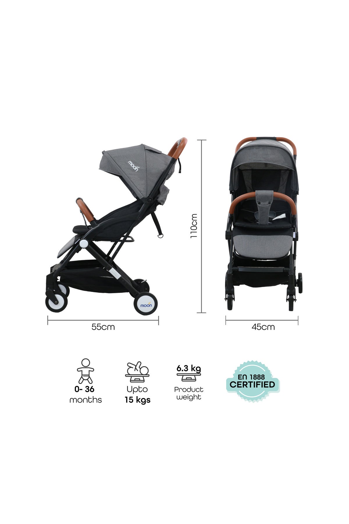 MOON Ritzi - Cabin Stroller - Black/Grey Dots