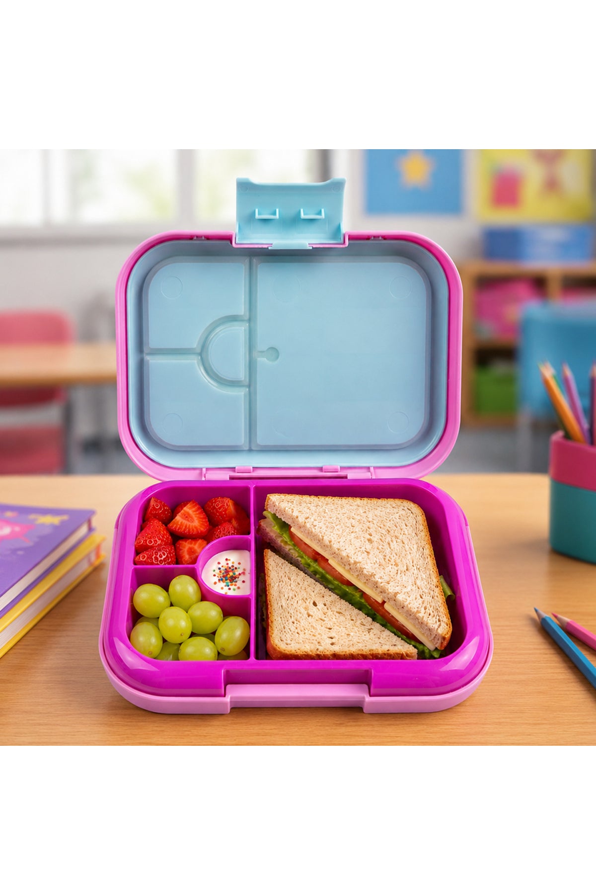 Cocobee Bento Lunch Box, 765Ml, Bpa-Free, Leakproof With Silicone Seal & Removable Tray – Pink