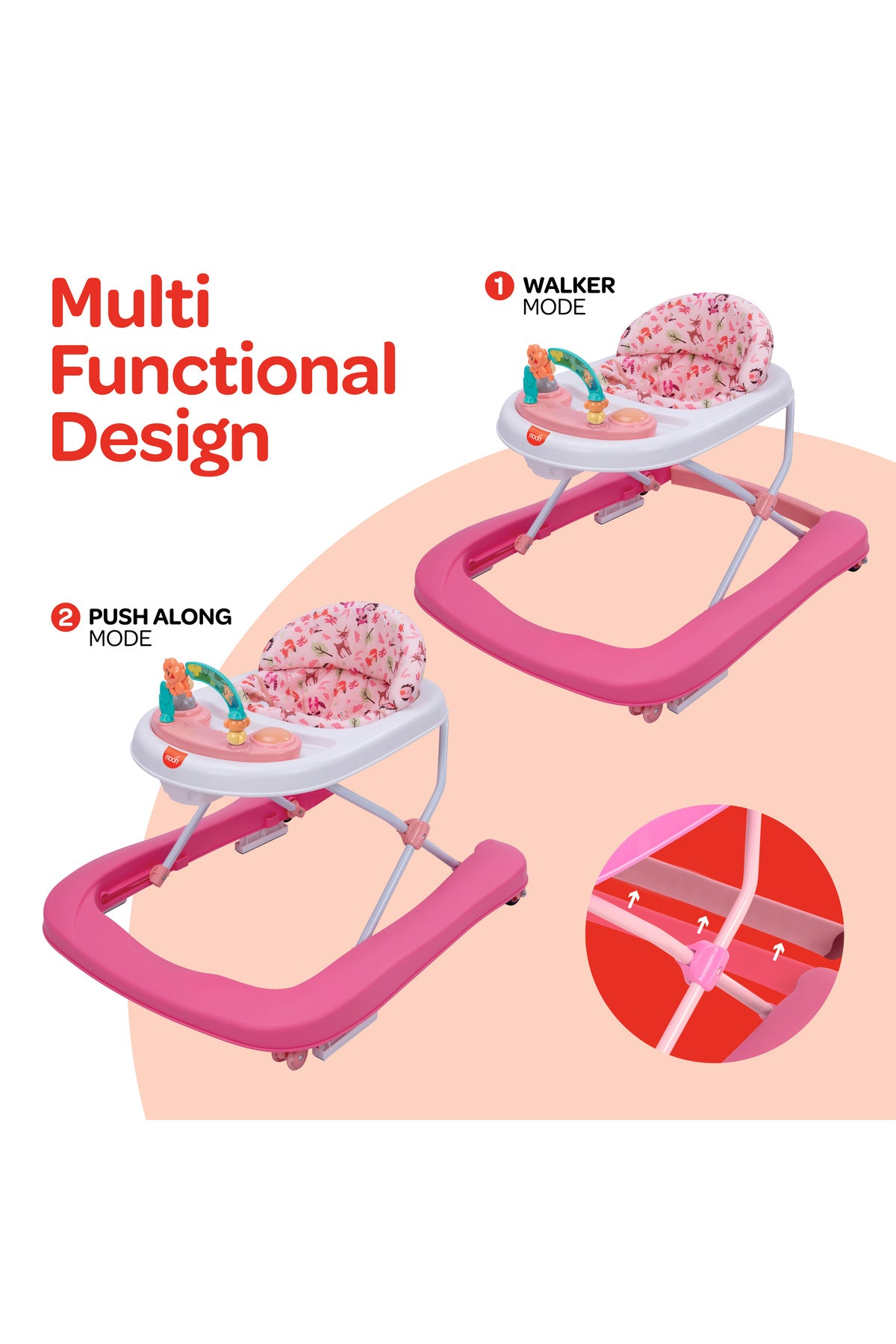 MOON stride Baby walker- Rose Pink