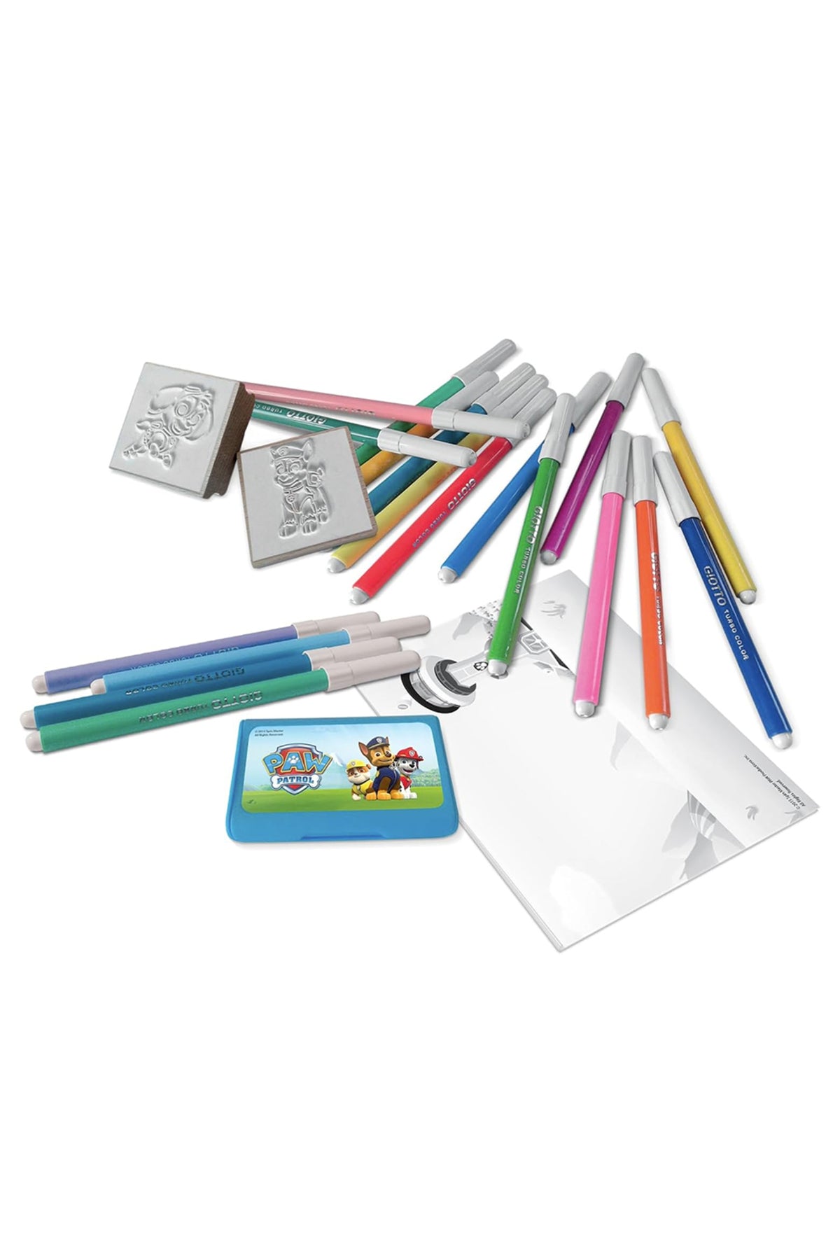 Paw Patrol Felt Tip Pen Set with Stamps & Ink Pad – 18 Washable Coloring Pens for Kids – Official Nickelodeon Stationery Art Set