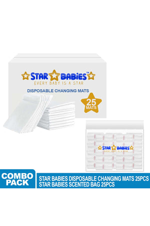 Star Babies - Disposable Changing Mat with Scented Bag - 25pcs - White