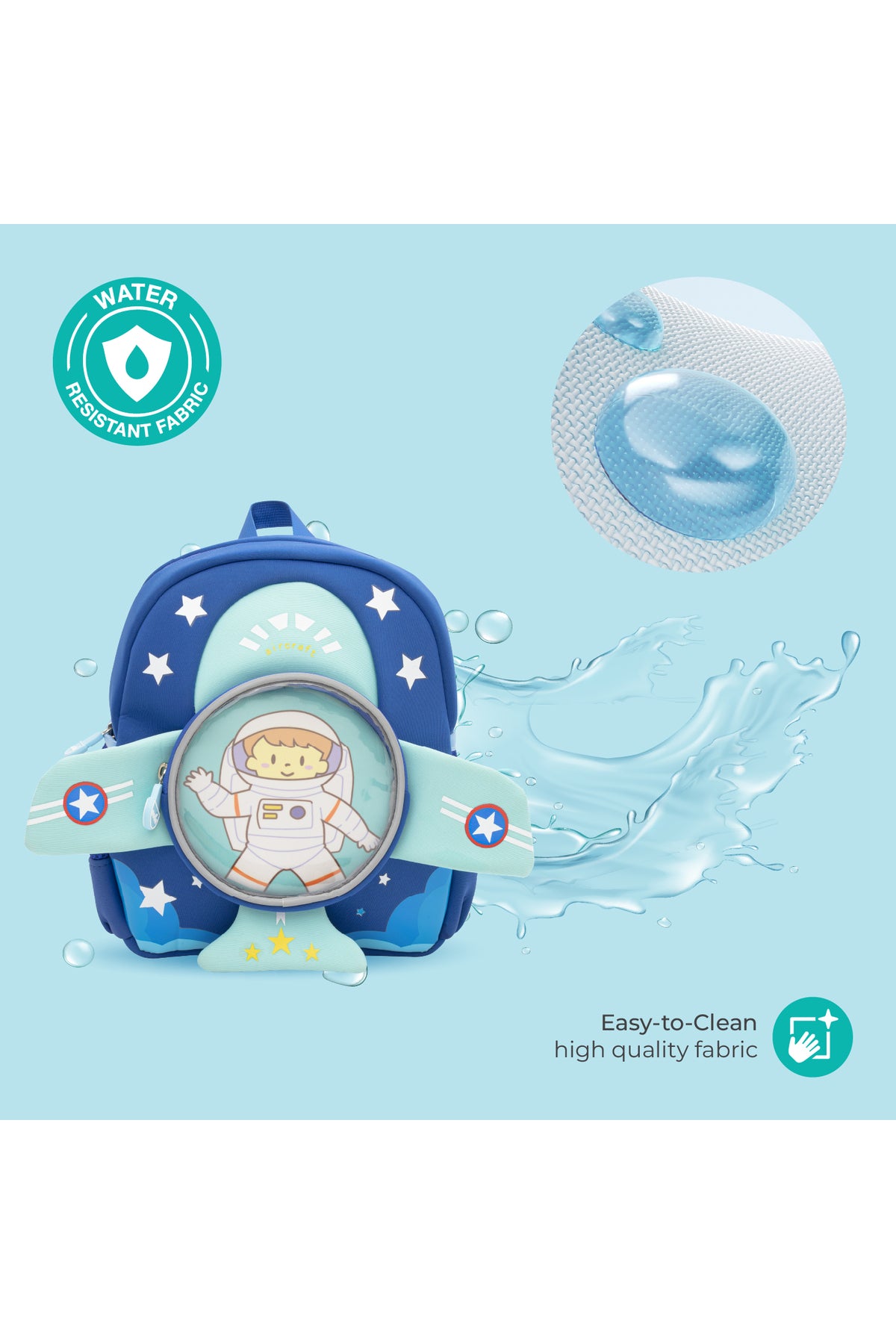 MOON Kids Backpack  – Comfy 3D Design,Padded Straps, Waterproof-Perfect for Preschool, Nursery, Snacks & Lunchbox-Astronaut