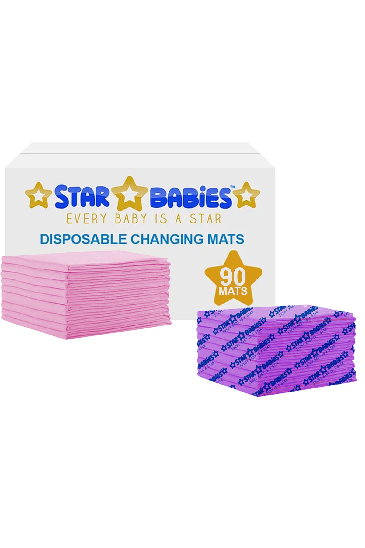 Star Babies Disposable Changing mats Large (45 x 60cm) Pack of 90 - Pink