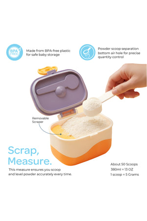 Moon  Baby Milk Powder Storage Box – Portable Formula Dispenser Container with Scoop & Fork--Orange